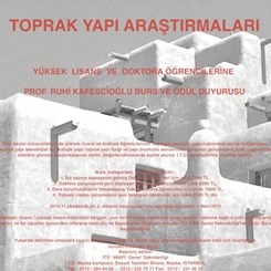 Toprak Yapı Araştırmaları YL ve Doktora Öğrencilerine Prof.Ruhi Kafescioğlu Burs ve Ödülü